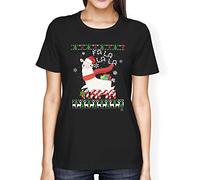 1Tee Womens Loose Fit FA La La La Llama Christmas T-Shirt Black Large