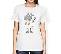 1Tee Womens Loose Fit I Love Vegans, Waving Sheep Character T-Shirt White Medium