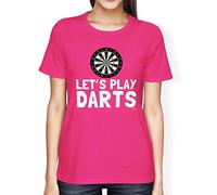 1Tee Womens Loose Fit Let's Play Darts Dartboard T-Shirt Hot Pink Blue X-Large