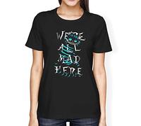 1Tee Womens Loose Fit We're All Mad Here Cat T-Shirt Black XX-Large