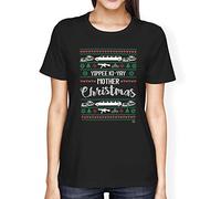 1Tee Womens Loose Fit Yippee Ki-Yay Mother Christmas T-Shirt Black Large