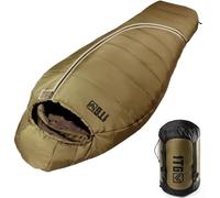 1TG Tactical Sleeping Bag 4 Seasons, Adult Sleeping Bag, Compact & Warm for Outdoors, Camping, Trekking, Travel (up to 185 cm) (Coyote Brown)