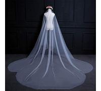 1Tier Bridal Veil Long Chapel Cathedral Veil Flower Cut Edge Bride Wedding Hair Accessories without Comb for Women and Girls (4 * 3m|white)