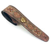 1to1 Music Vtar Guitar Strap - Lilac and Gold Jacquard Renaissance Strap Handmade with Vegan Leather