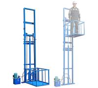 1Ton/2200Lbs Electric Hydraulic Lift Platform, 6.5ft-32ft Lifting Height Wall Mounted Freight Elevator with Guardrails, Heavy Duty C-Steel Rail Hoist for Home Warehouse Factory