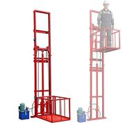 1Ton/2200Lbs Electric Hydraulic Lift Platform, 6.5ft-32ft Lifting Height Wall Mounted Freight Elevator with Guardrails, Heavy Duty C-Steel Rail Hoist for Home Warehouse Factory