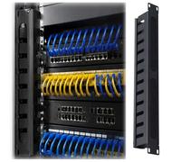 1U 19 Inch Cable Manager with Brush, 2 Pack 24/48 Slot Horizontal Rack Mount Wire Management Finger Duct Wire Organizer for Network Cabinet(24 Slot)