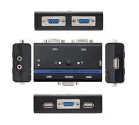 1U-2PC USB VGA KVM Switch with Cables Allows You to Control 2 PCs from a Single Unit Compact and efficient for Multi-Computer Management.