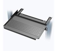 1U Rack Mount Keyboard Tray 8"-Deep - Sliding Keyboard Shelf for 19" Server Rack Cabinet, Universal Metal Pull-Out Rack Shelf with Smooth Slide Rails, Black