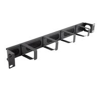 1U Recessed 4 Ring Cable Management Bar Pass-through with Brush 19 Inch Rack