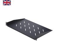 1U Vented Rack Shelf in Black - 31.5cm Depth, Maximum 25lb Capacity