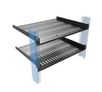 1U Vented Server Rack Shelf, Cantilever Mount for 19 Inch Networking Equipments Rack Enclosure, Black (2, 1U14In)