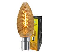 1w LED Twisted Candle B15 Vintage Filament Light Bulb Smoke Glass