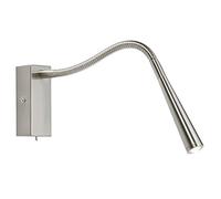 1W Stylish Modern Decorative Brushed Chome Flexible Gooseneck Energy Saving Warm White 3000K LED Bedside Wall Task Reading Light