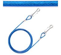 1x 1.8m - Tie Out Cable for Dogs - PVC Cover, Heavy Duty - Dog Chains for Outdoor Use with Anchor Stake, Training Lead Cables - Ideal for Small & Medium Dogs (6ft (Blue), Pack of 1)