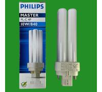 4 x Philips 10W 4Pin PLC Double Turn Compact Florescent Lamp 840 Cool White [EEK: A]