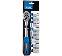 1x 12 Piece Draper 1/2" Square Drive Metric Socket & Ratchet Set - 16374