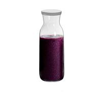 1x 1200ml Glass Water Jug - 'Brocca' Range - Juice Carafe Decanter with Silicone Lid for Water, Wine, Iced Tea - By Argon Tableware
