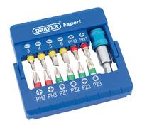 1x 13 Piece Draper Coloured Screwdriver Bit Set With Magnetic Holder - 82401