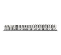 1x 15 Piece Draper 3/8" Square Drive Metric Socket Set On Metal Rail - 16492