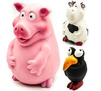 1x 15cm Long Squeaky Dog Toy - LATEX Rubber Pigs, Cows, Penguins - Interactive Toys for Boredom - Honking Squeak, Fetch, Chew - Small & Medium Dogs Presents (Pig, 6 inches)