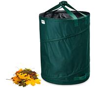 1x 170 litre pop-up garden waste sack green self erecting & stable | leaf sack | garden sack | green waste sacks foldable, large made of extremely robust polyester 220 g/m² (1x 170 litre)