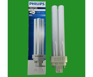 1x 18W Philips Dimmable G24q-2, 4 pin Low Energy CFL PL-C Light Bulb 4000K 840