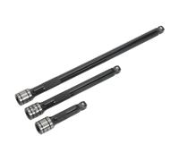 Sealey Extension Bar Set AK7691 - 3-Piece 3/8-inch Sq Drive Wobble/Rigid - Black Series, Silver