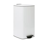 Harbour Housewares 30L Square Pedal Bin - White Stainless Steel Kitchen Trash Can with Soft-Close Lid, Hands-Free Foot Pedal, Removable Inner Bucket & Rubbish Recycling Bin