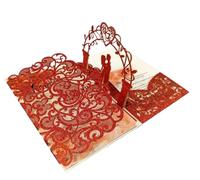 1x 3D POP UP Card Gold Gray Tri 3 Fold Pocket Wedding Invitation Laser Cut Invite Greeting With Envelope 3D Pop Up Invitation Card(Color 5)