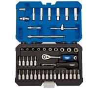 Draper Socket Set 16446 1/4-Inch Square Drive, Metric 44-Piece, Silver