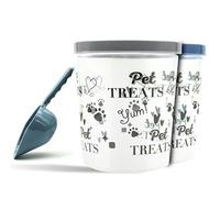 1x 5L Pet Storages Container with 1x Feeding Scoop - Cat & Dog Food Storage Box - Candy Jar, Tin, Tub for Dogs, Cats - Pets Treat Containers with Airtight Lid (Blue/Grey, 5 Litre)