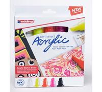 edding 5000 acrylic marker broad - neon colours - acrylic paint markers 5-pack (neon) - 5-10mm chisel nib - acrylic marker for painting on canvas, wood - acrylic marker waterproof