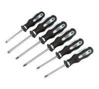 1x 6 Piece Draper Chrome Plated Finish Soft Grip Screwdriver Set