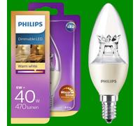 1x 6W (=40W) Philips Dimmable LED Clear Candle Light Bulb SES E14 2700K Lamp [EEK: A]