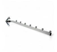 1x 7-Ball Sloping Wall-Fix Display Arm Chrome Shiny Steel 460mm | Space-Saving Garment Rail for Retail Clothing Display & Home Wardrobe Organisation