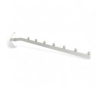 1x 7-Ball Sloping Wall-Fix Display Arm White Matte Steel 460mm | Space-Saving Garment Rail for Retail Clothing Display & Home Wardrobe Organisation