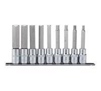 1x 9 Piece Draper 1/2" Square Drive 100mm Long Metric Hexagonal Socket Bit Set