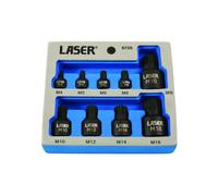 Laser Exhaust Technology Low Profile Spline Socket Bit Set 6725, Silver, 1/4" 3/8" 1/2", 9pc