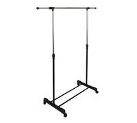 1x Adjustable Clothes Rail - 88-145cm x 92-160cm - Black - Extendable Standing Hanging Wardrobe Pole Rod Coat Hanger Storage Rack - By Ashley