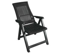 (1x Anthracite) Folding Garden Lounger Chair 5 Multi Reclining Positions Outdoor Dining Chairs