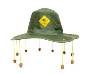 1X Australian Cork Hat With Kangaroo Print Fancy Dress Accessory Australia Day Crocodile Hunter Man