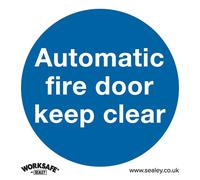 1x AUTOMATIC FIRE DOOR KEEP CLEAR Safety Sign - Rigid Plastic 80 x 80mm Warning
