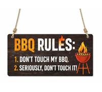 1x BBQ Rules Don't Touch Funny Garden Outdoor Metal Hanging Sign/Plaque Gift Novelty cpt30