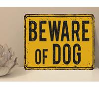 1x Beware Of The Dog Rustic Metal Plaque Sign Gift House Novelty (mt430) (200mm x 150mm)
