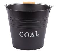 1x Black 12L Cast Iron Coal Bucket - Metal Fireside Fireplace Log Fire Wood Burner Ash Scuttle Storage Companion - by Blackspur