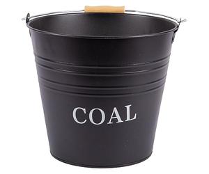 1x Black 12L Cast Iron Coal Bucket - Metal Fireside Fireplace Log Fire Wood Burner Ash Scuttle Storage Companion - by Blackspur