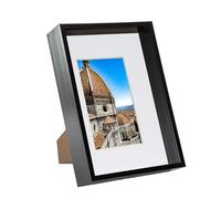 1x Black A4 (8" x 12") Acrylic Deep Shadow Box Frame - White A5 Mount - Deep Glass Photo Picture Flower Craft Memory Wall Display - By Nicola Spring