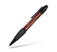 1x Black Ballpoint Pen (Photo Insert) - African Ethnic Tribal Pattern Giraffe - Soft Feel Finger Grip #50048