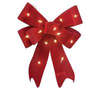 (1x bow) 30cm Decorative Hanging Tree Top Topper Light Red Bow with Battery LED Lights